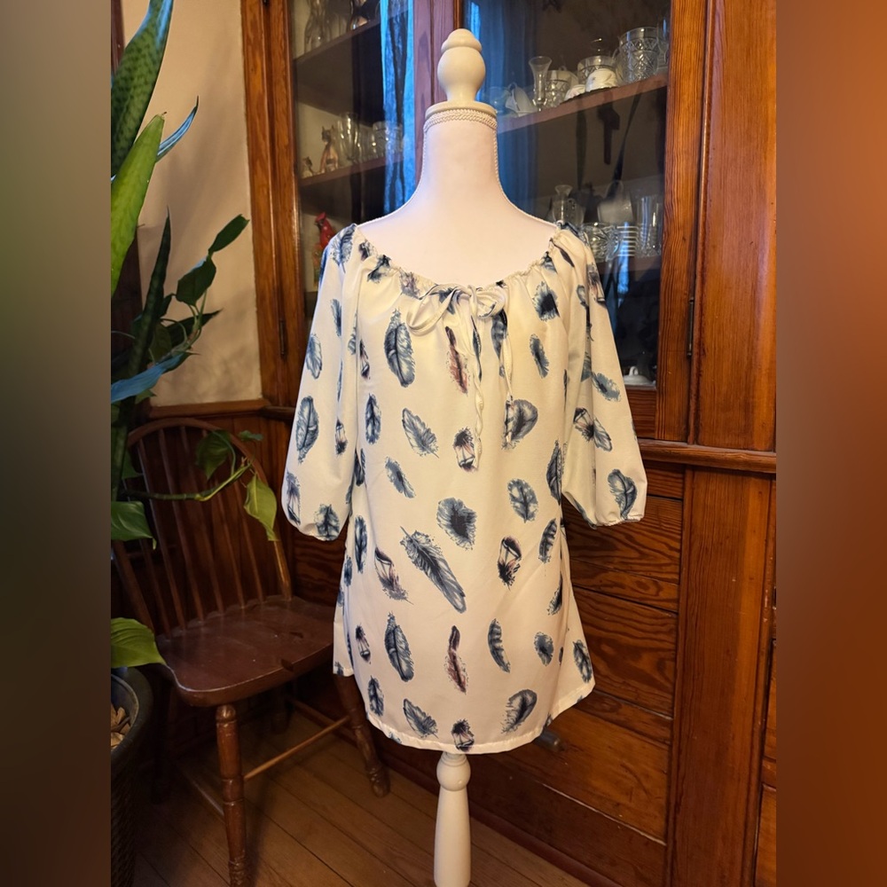 Feather Print Women's Top